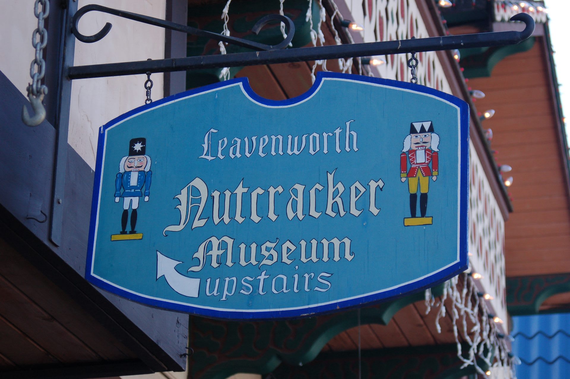 Entry sign for the Leavenworth Nutcracker Museum on Front Street