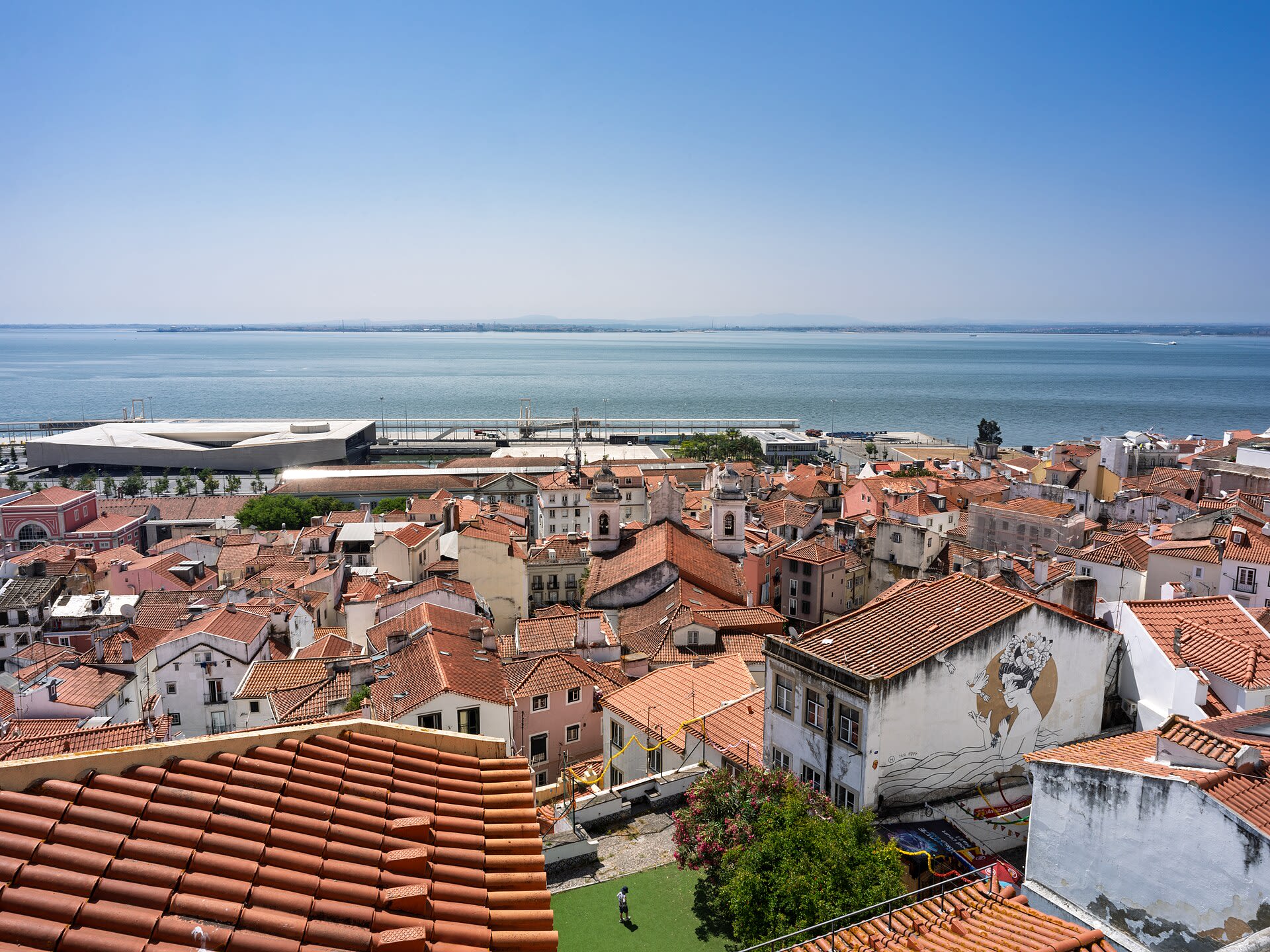 View over the Alfama district from the Miradouro de Santa Luzia near Memmo Alfama Hotel