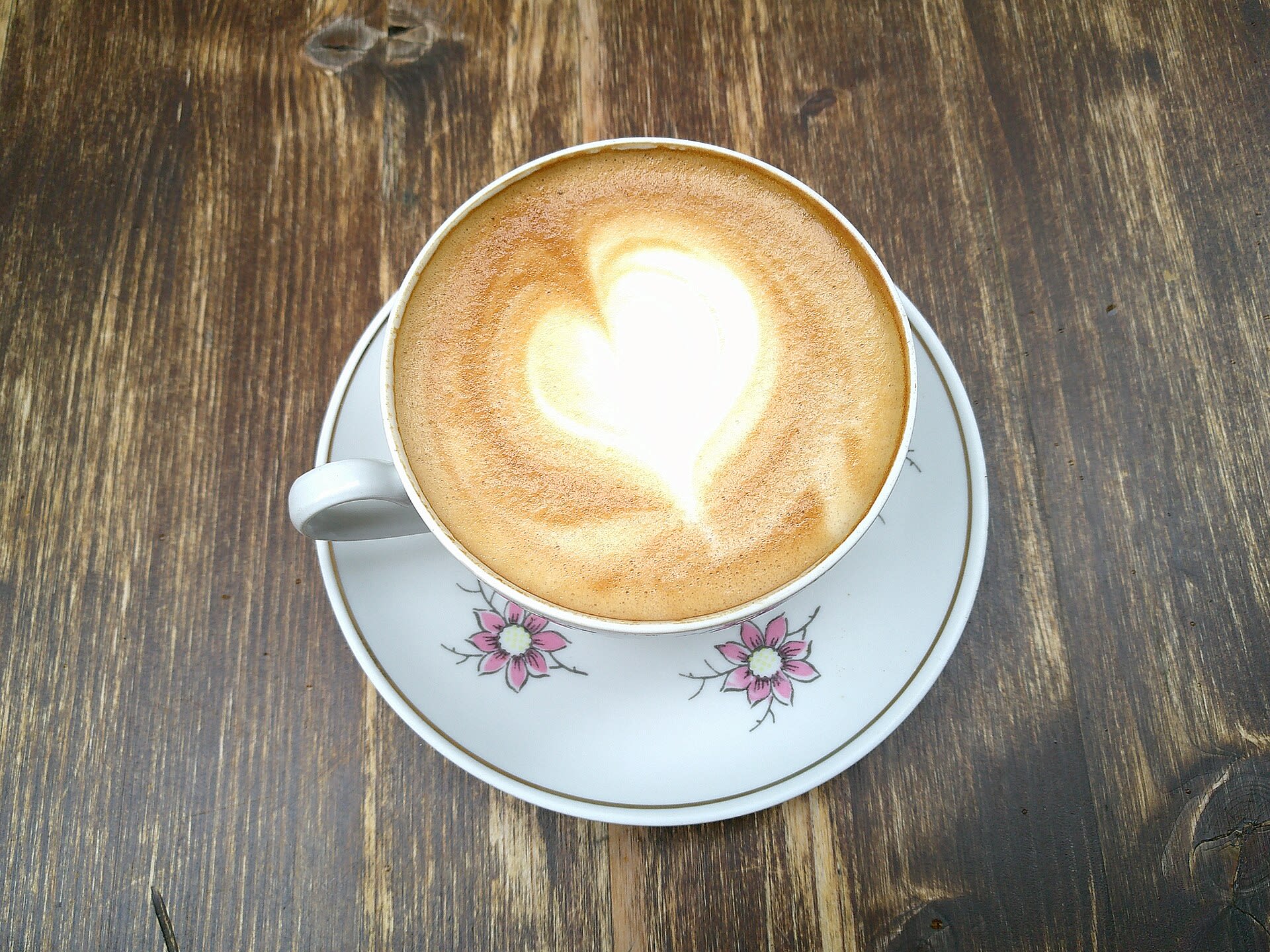 Cappuccino topped with detailed latte art