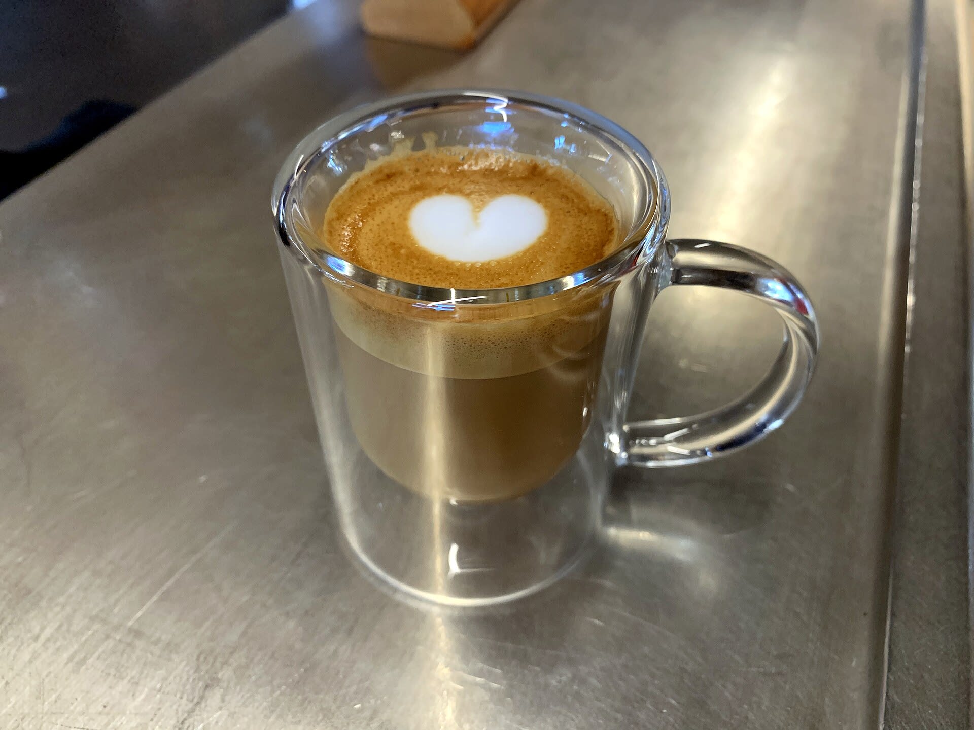 Cafe latte served at a coffee shop