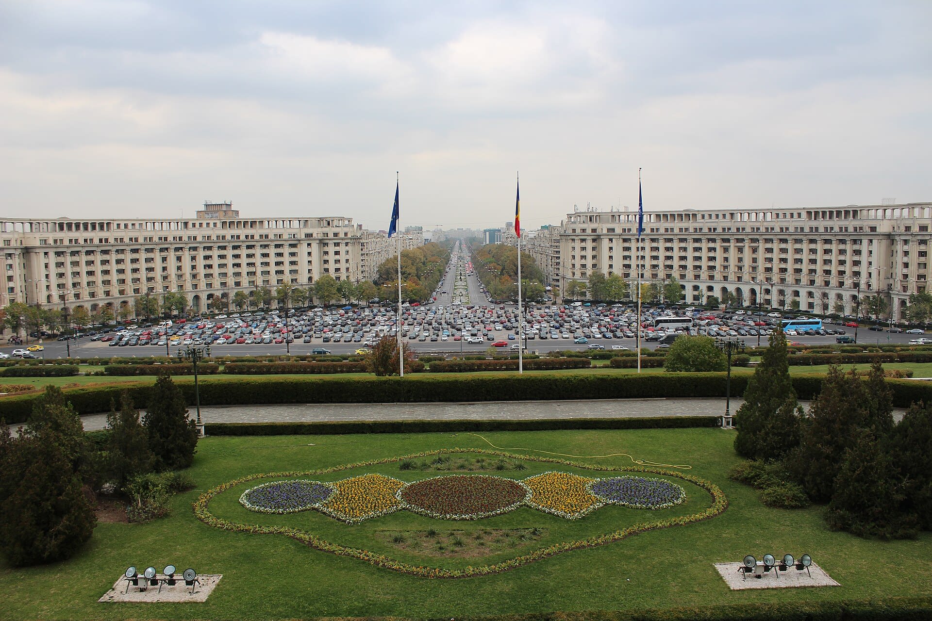 Palace of the Parliament, the monumental government building in central Bucharest