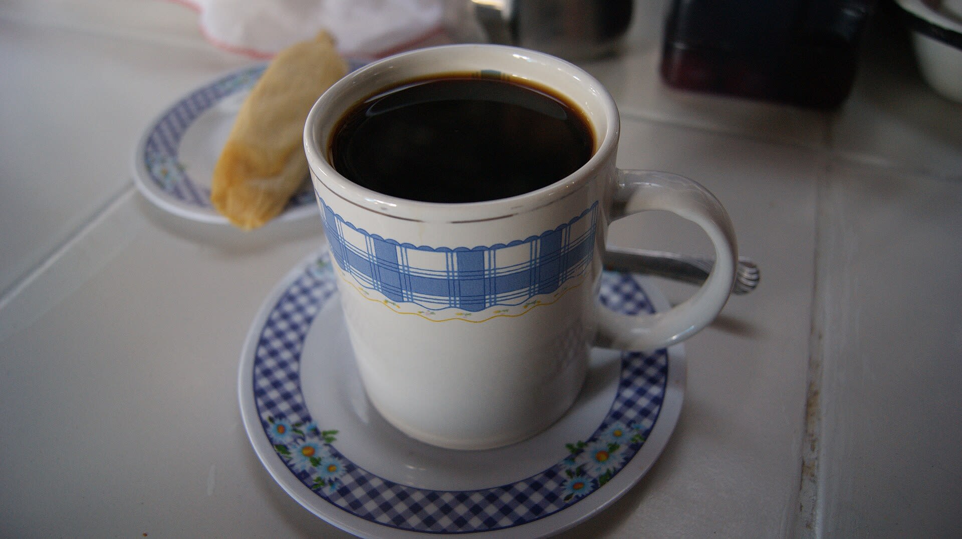 Cup of strong Peruvian black coffee