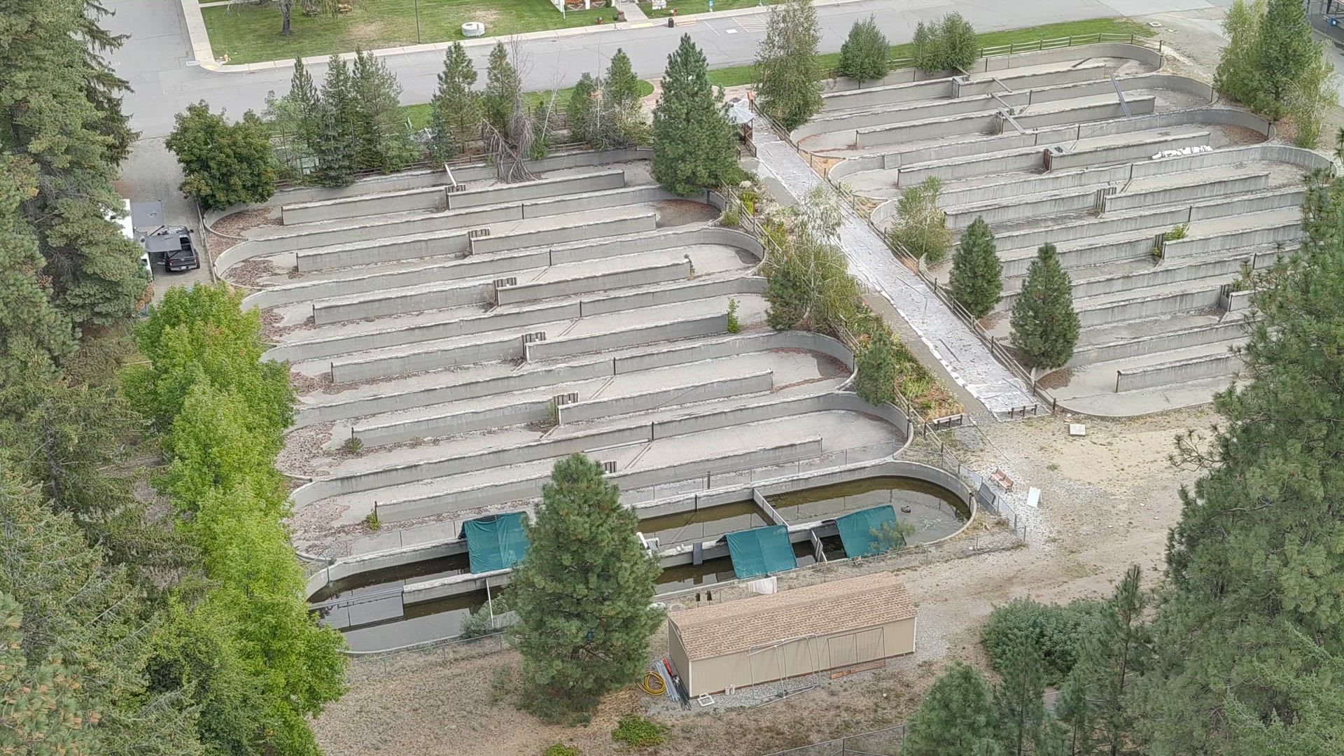 Aerial view of rearing ponds at Leavenworth National Fish Hatchery