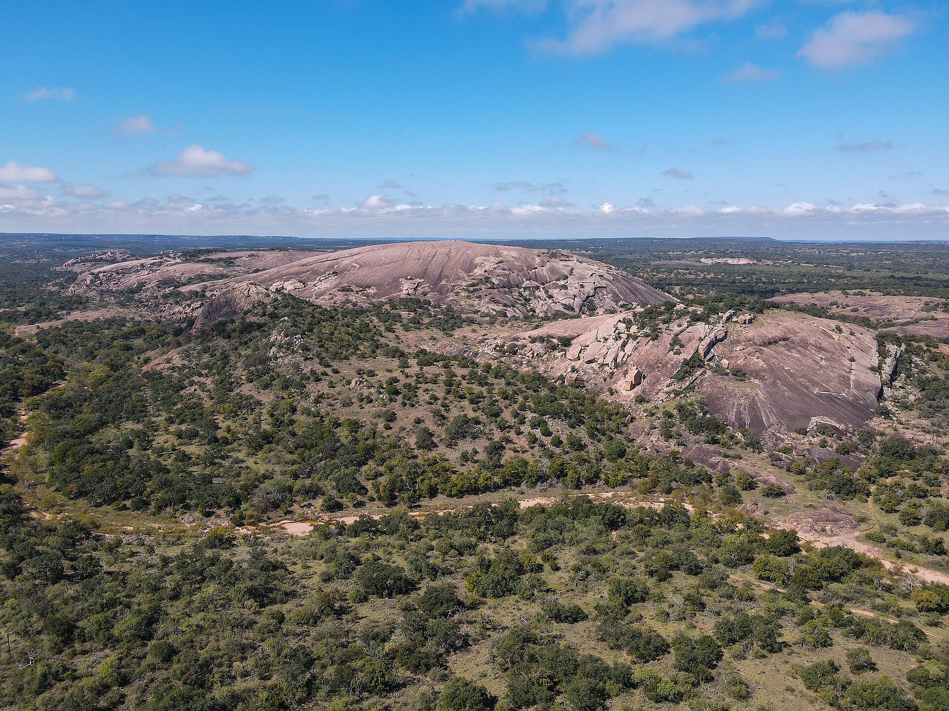 Aerial view of Enchanted Rock in the Texas Hill Country