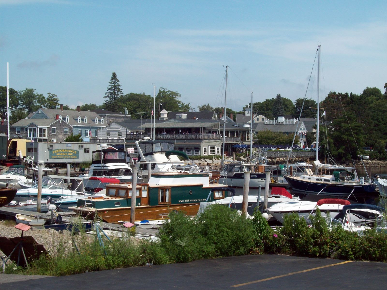 Harbor with moored boats in Kennebunkport, Maine