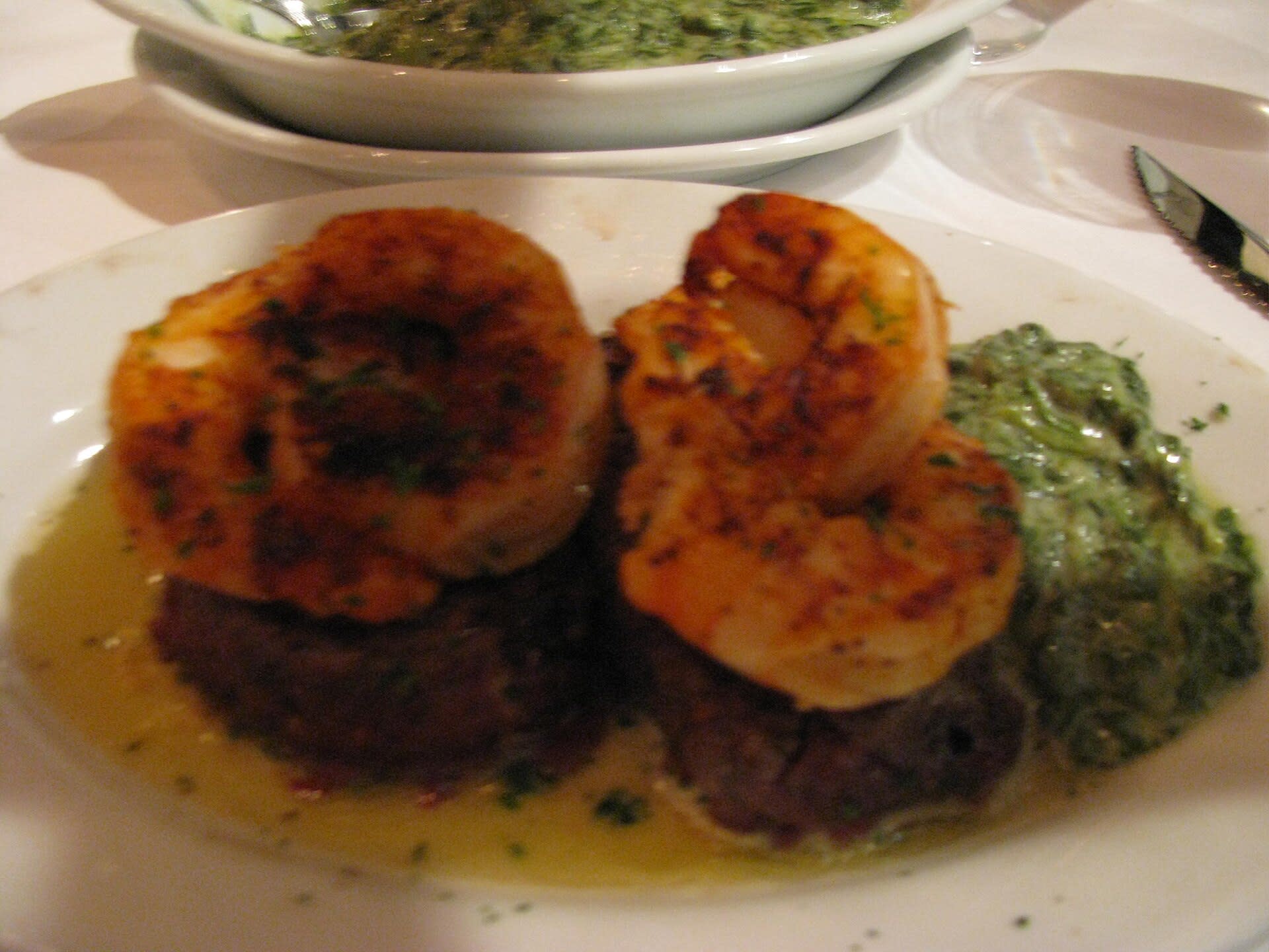 Fine-dining steak dinner served at a restaurant