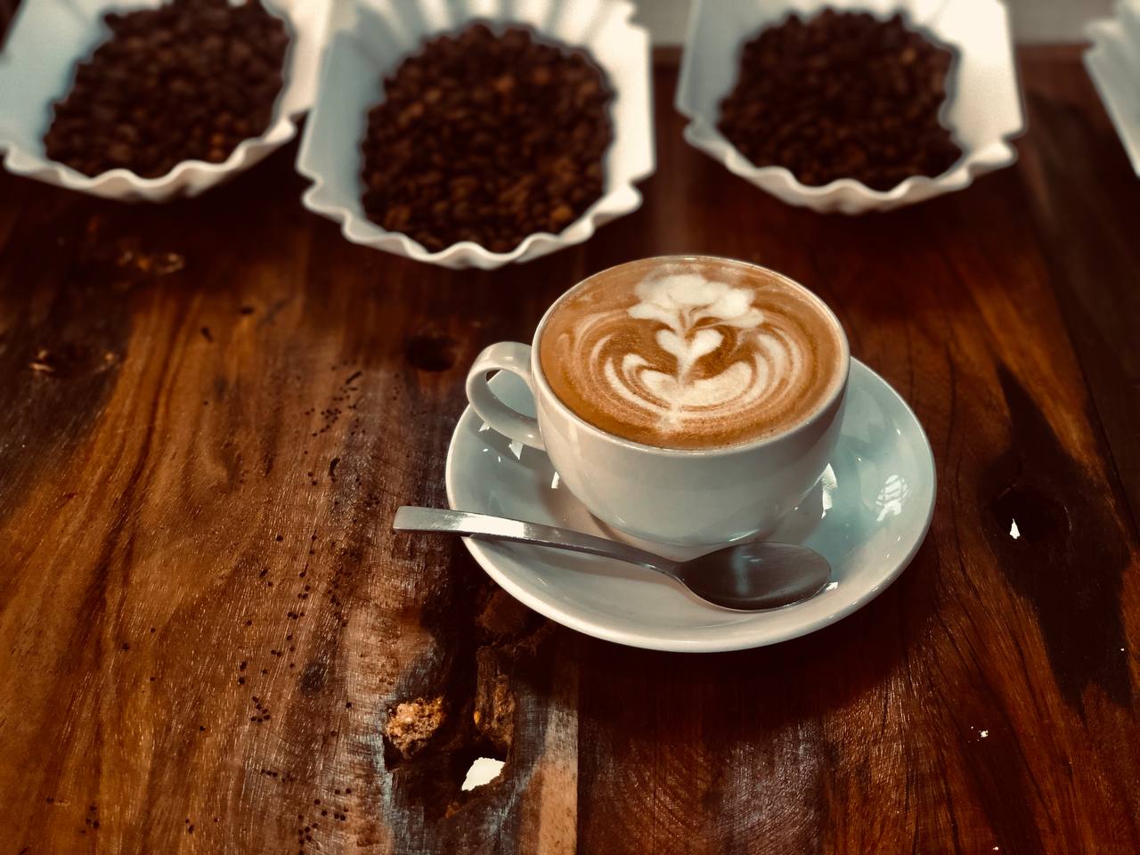 Cappuccino coffee served at a cafe