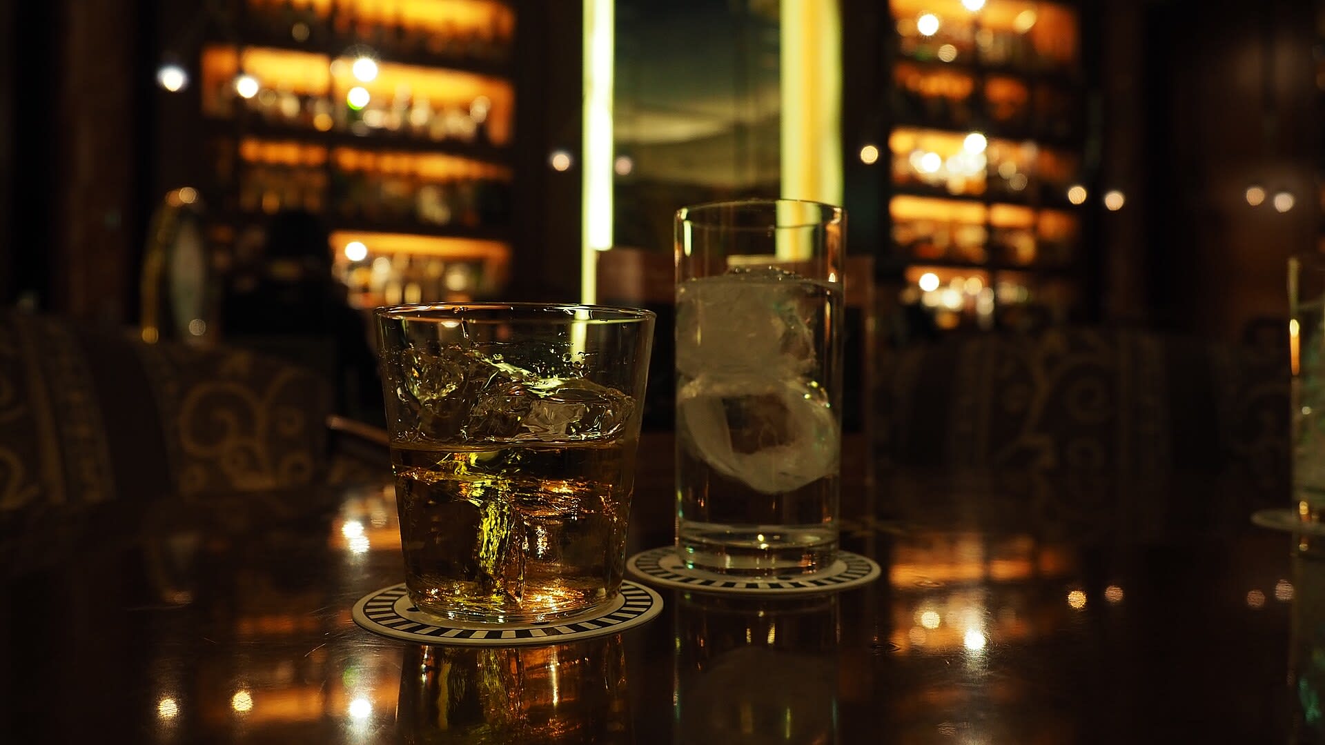 Whisky on the rocks at a Japanese bar