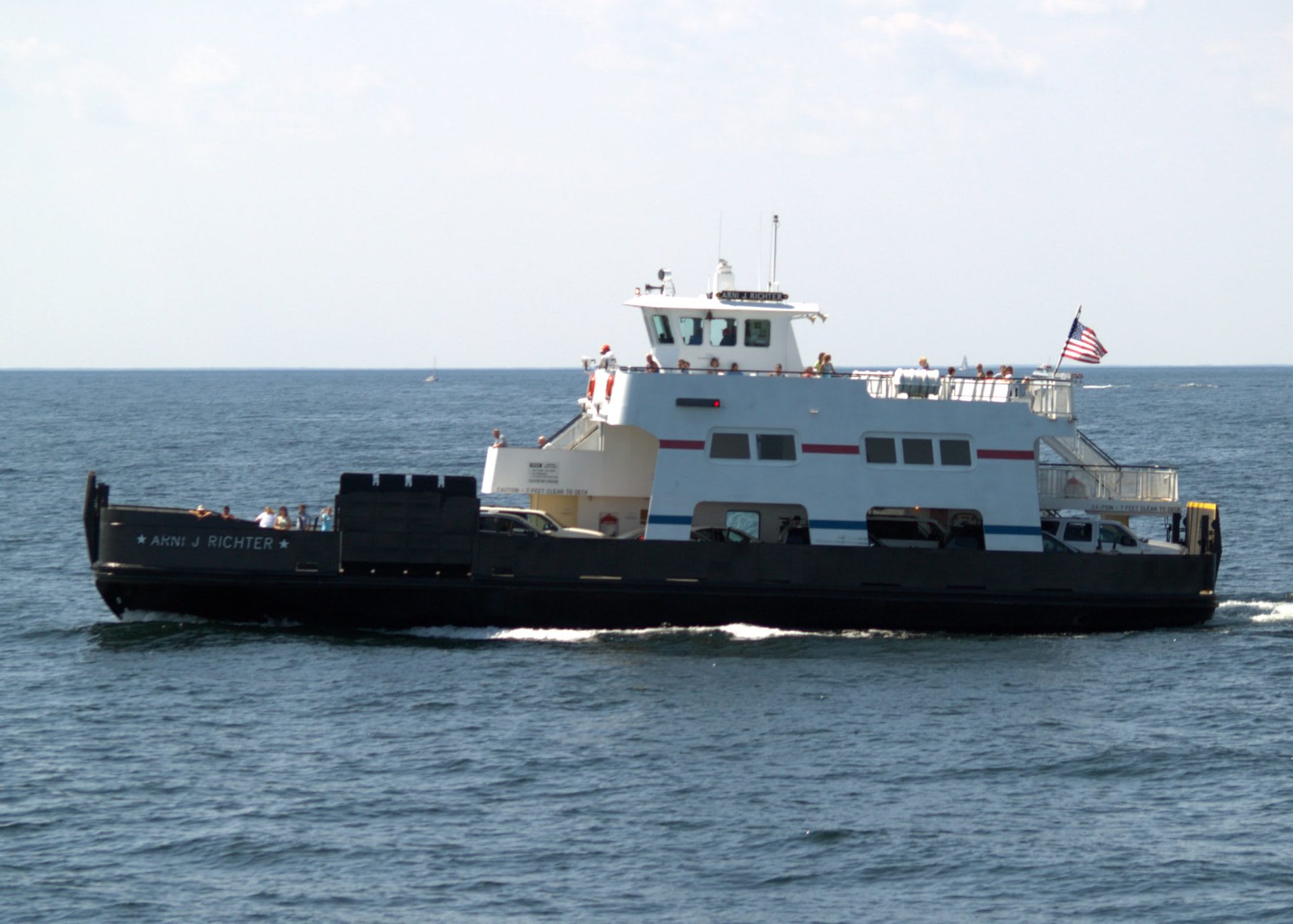 Arni J. Richter, a Washington Island Ferry Line vessel, crossing the water near Northport