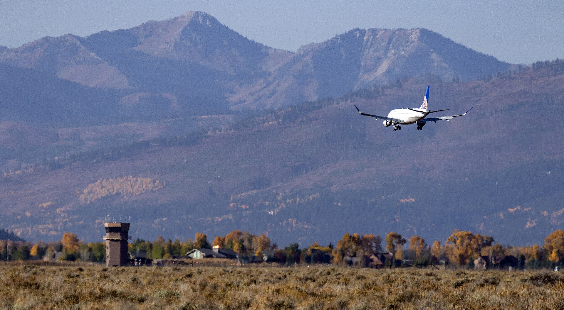 Aircraft landing at Jackson Hole Airport