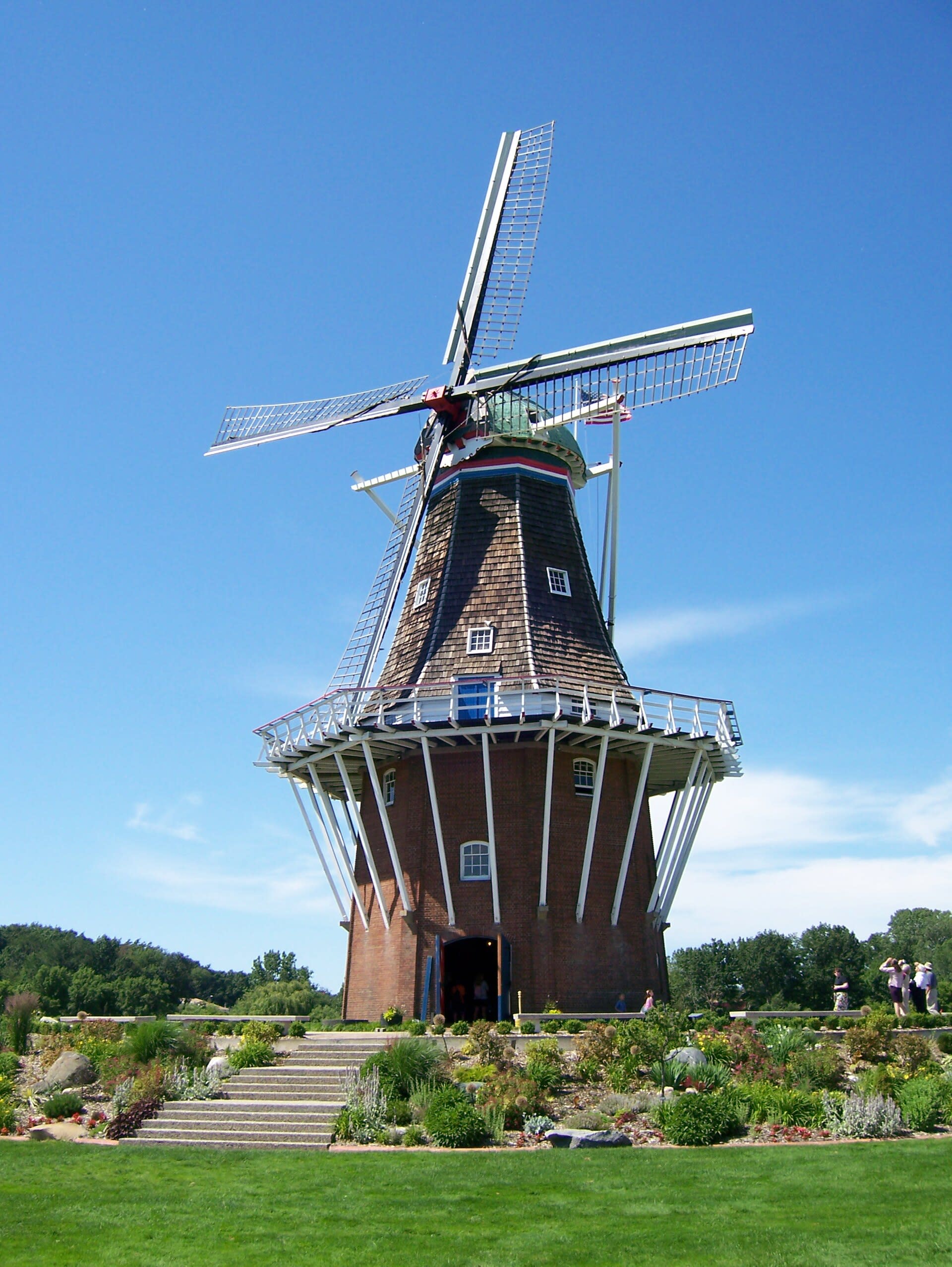 De Zwaan windmill, the working 1761 windmill at Windmill Island Gardens in Holland, Michigan