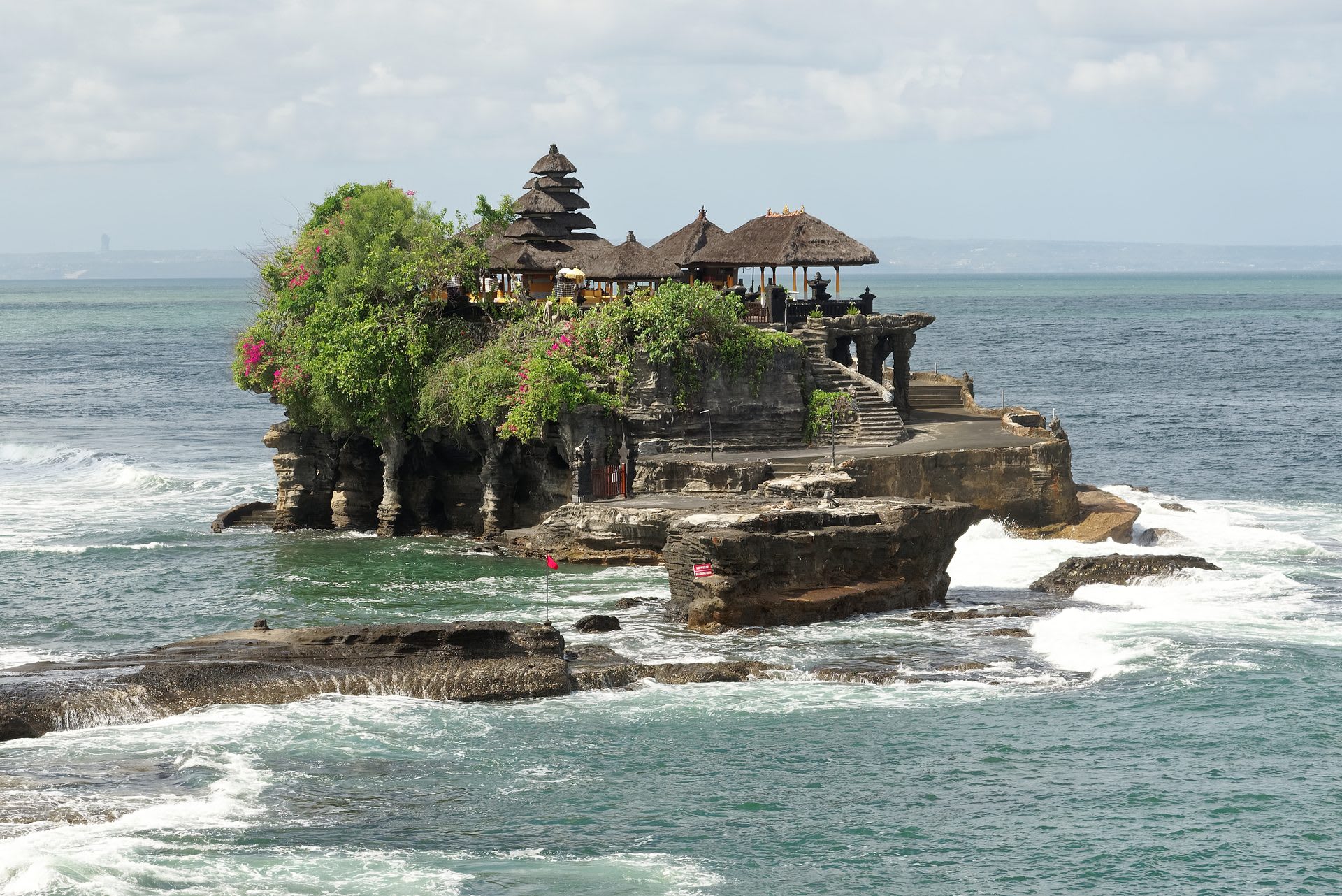 Tanah Lot temple on its rock outcrop at high tide