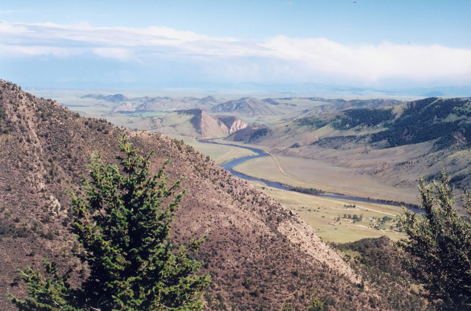View over the Jefferson River valley from the mouth of Lewis and Clark Caverns