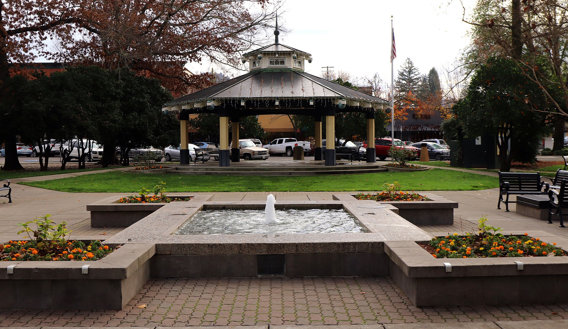Fountain in downtown Healdsburg