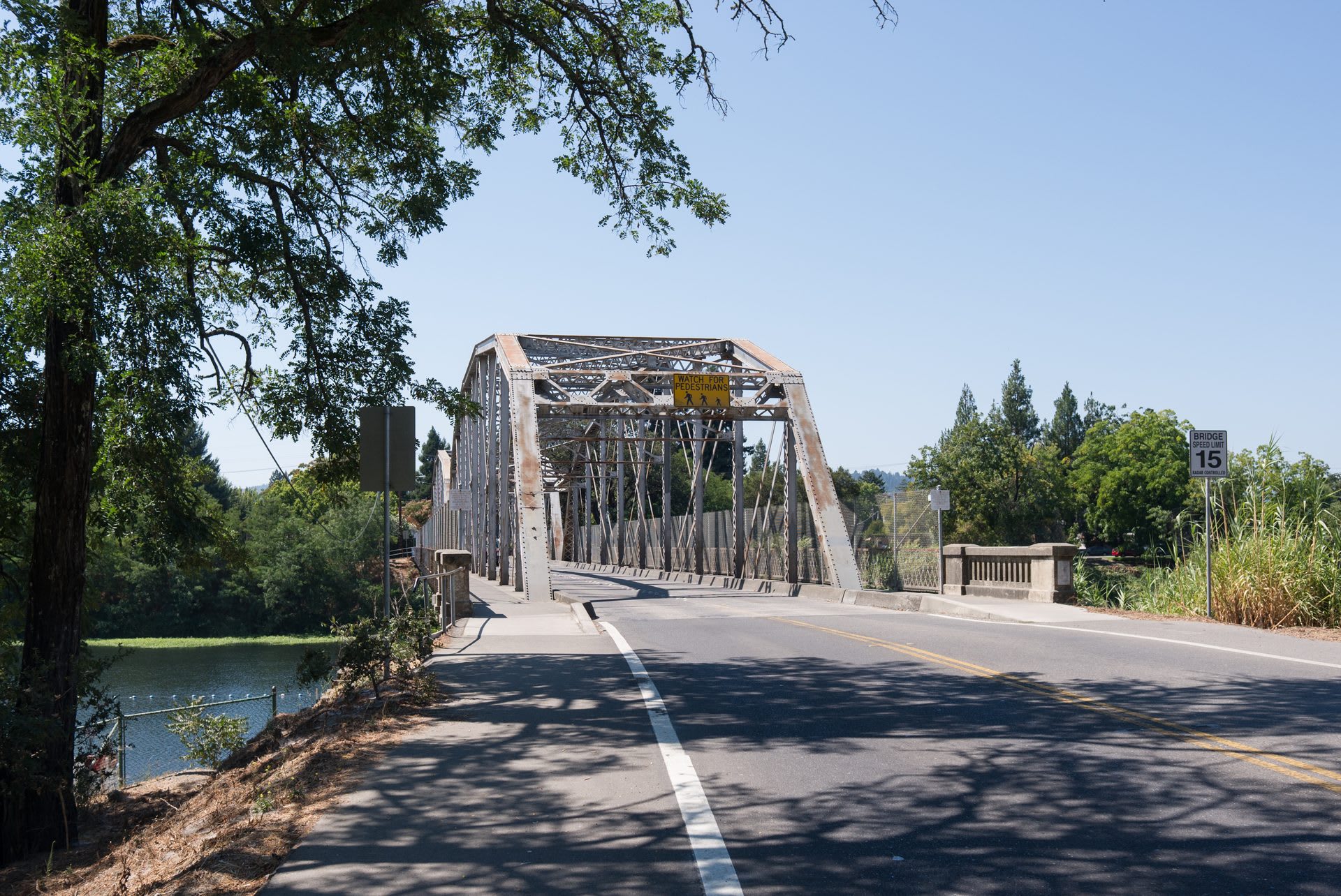 Healdsburg Memorial Bridge over the Russian River, near Veterans Memorial Beach