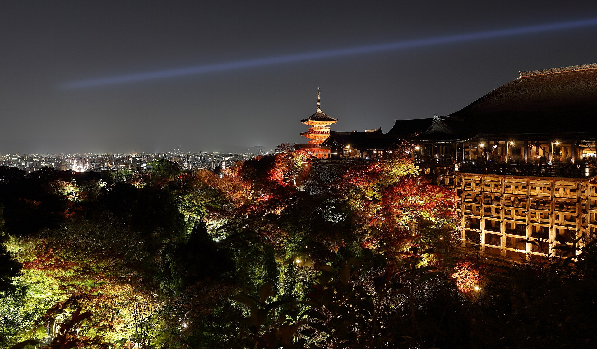 Kiyomizu-dera's wooden stage with views over Kyoto