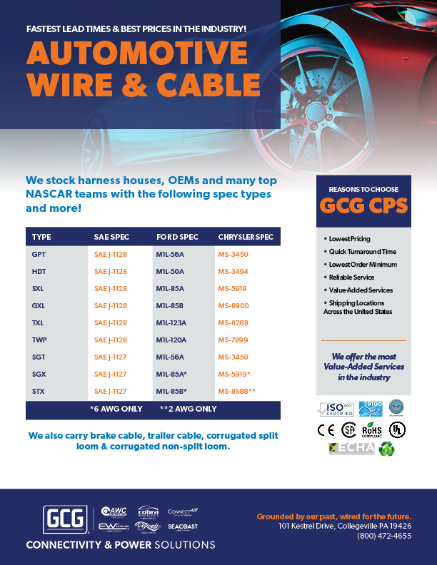 Automotive Cable Line Card from Allied Wire & Cable