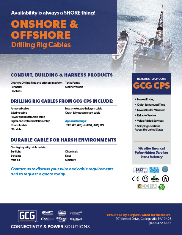 Onshore/Offshore Cable Line Card from Allied Wire & Cable
