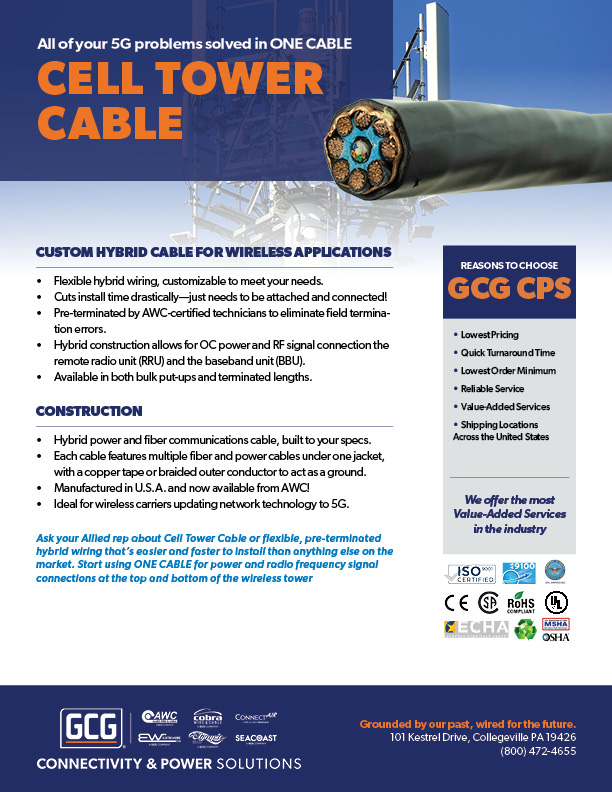 Cell Tower Cable Line Card from Allied Wire & Cable