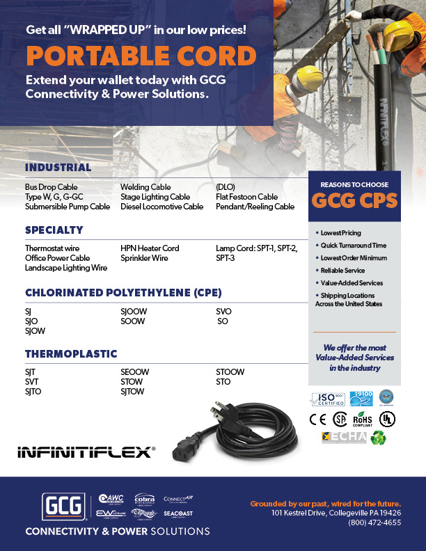 Portable Cord Line Card from Allied Wire & Cable