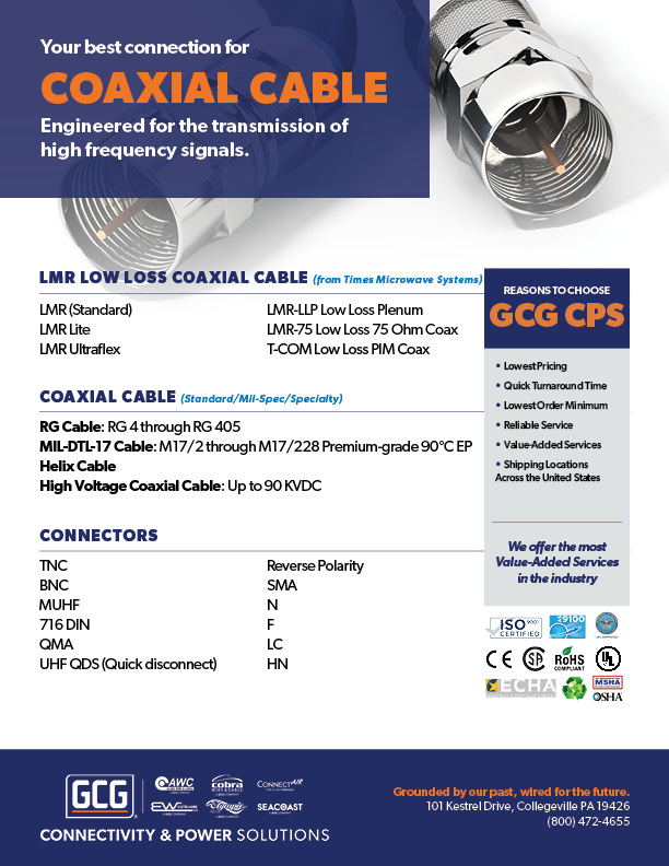 Coax Cable Line Card from Allied Wire & Cable