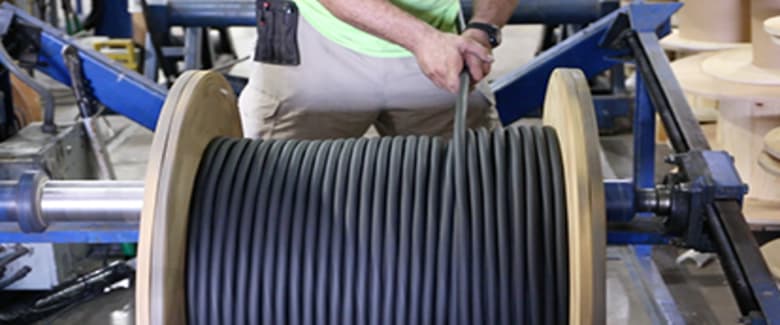 Employee spooling cable