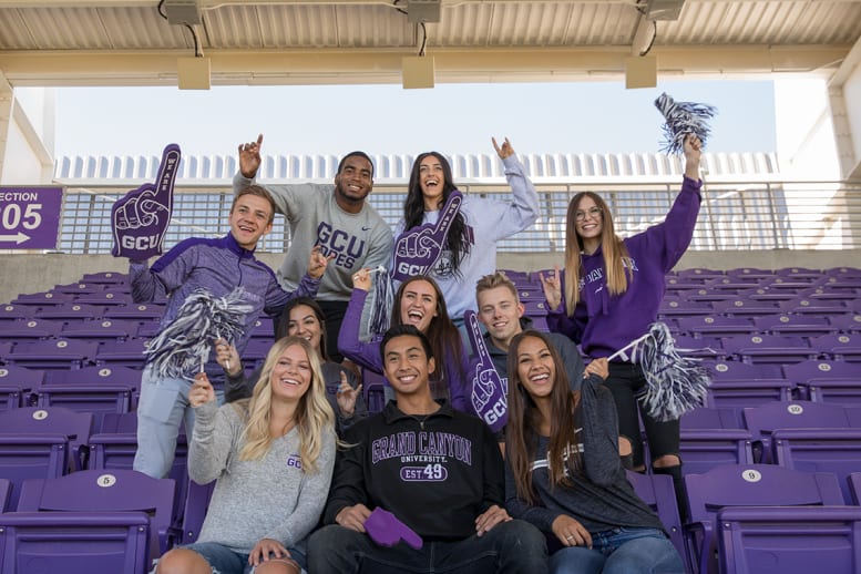 Grand Canyon University students cheer in Lopes gear