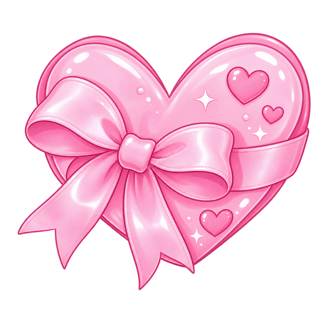 Cute Pink Heart Gift Box with Satin Ribbon Bow Clipart