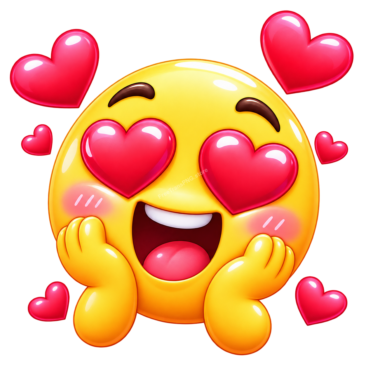 Cute Heart Eyes Emoji Vector Illustration Free PNG Download