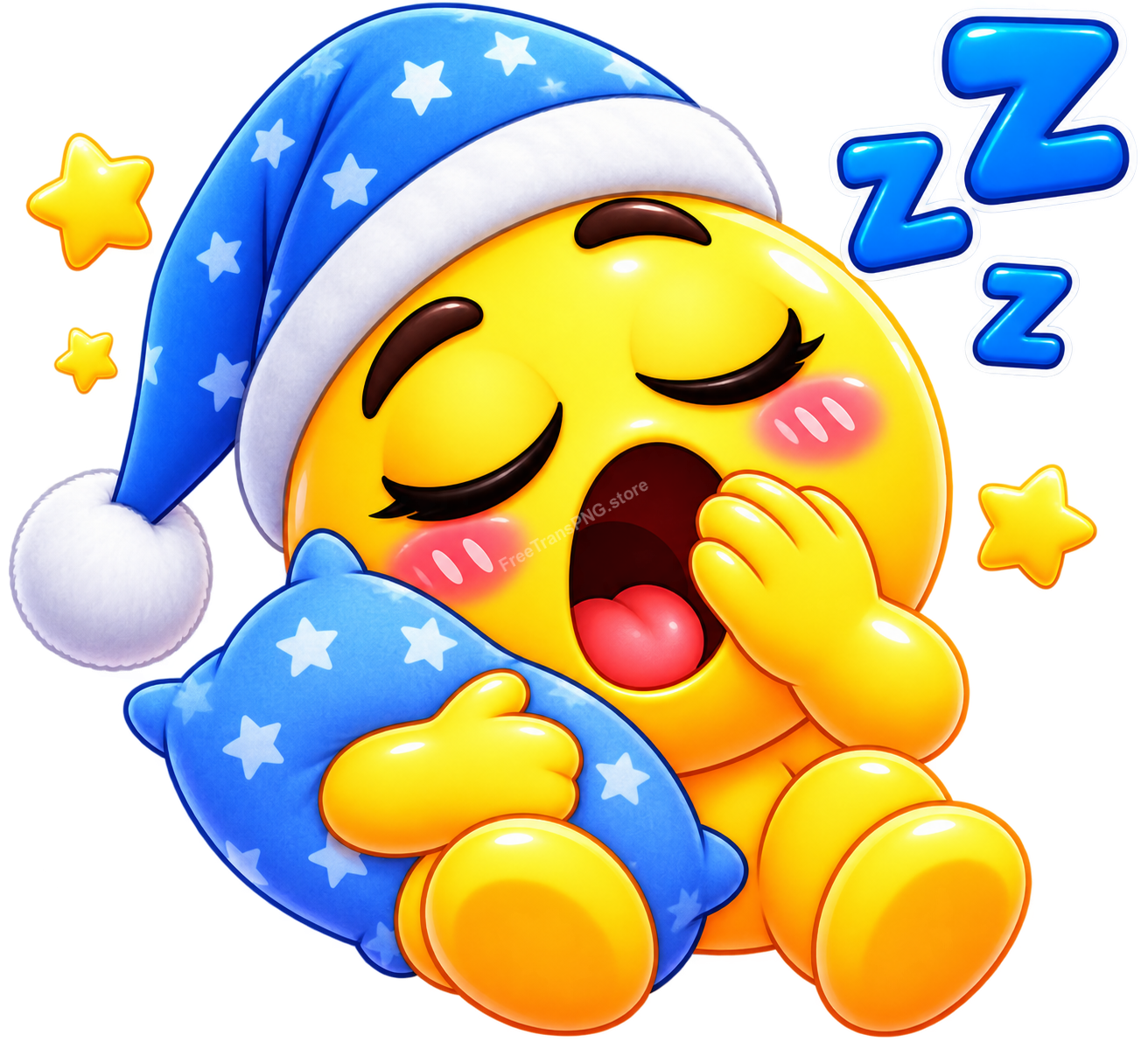 Cute Yawning Sleepy Emoji Vector Illustration Free PNG Download