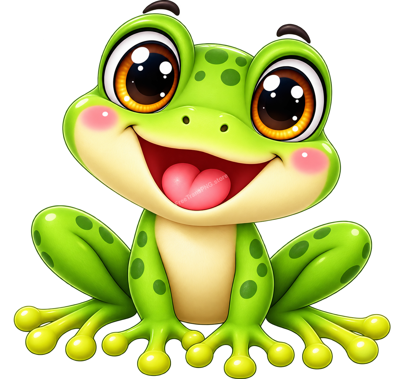 Cute Kawaii Baby Frog Vector Illustration Free PNG Download
