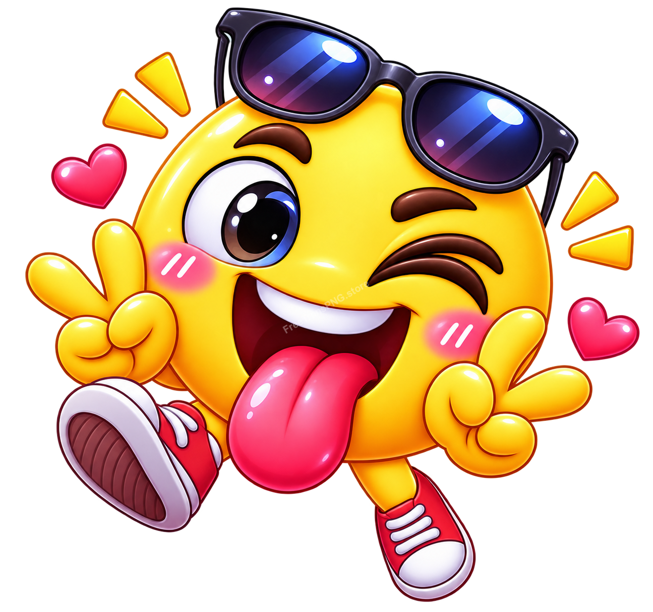 Cool Winking Tongue Out Emoji Vector Illustration Free PNG Download
