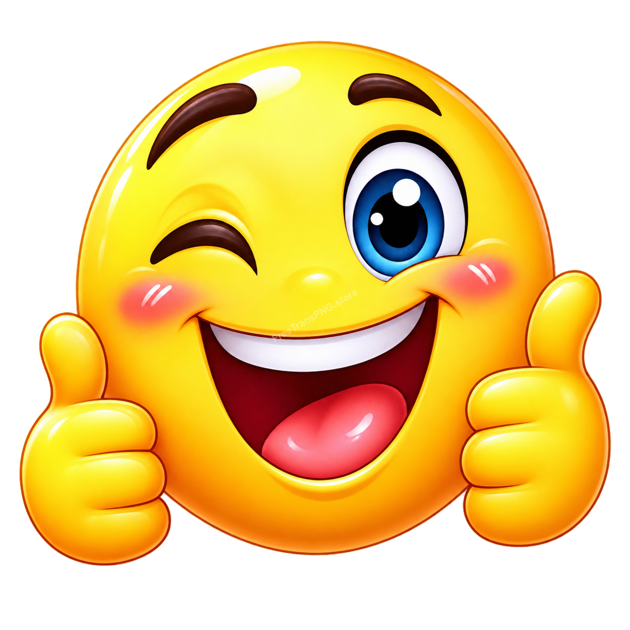 Winking Thumbs Up Emoji Vector Illustration Free PNG Download