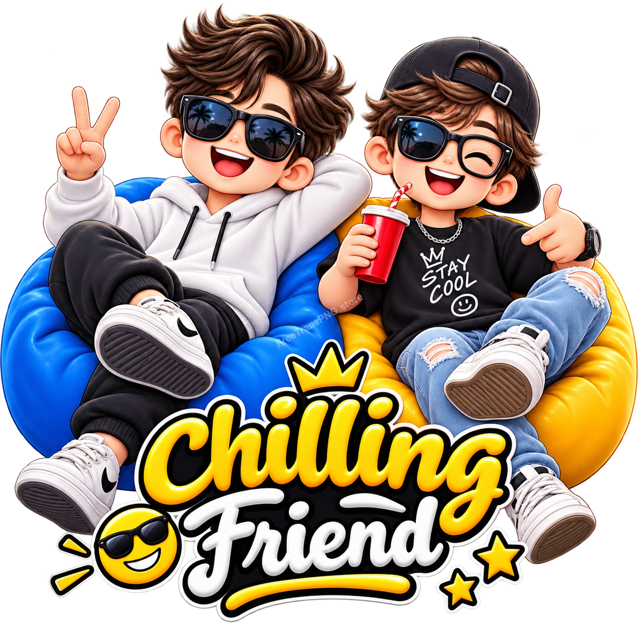 SEO Titles  Cool Chilling Friends Boy Duo Vector Illustration Free PNG Download