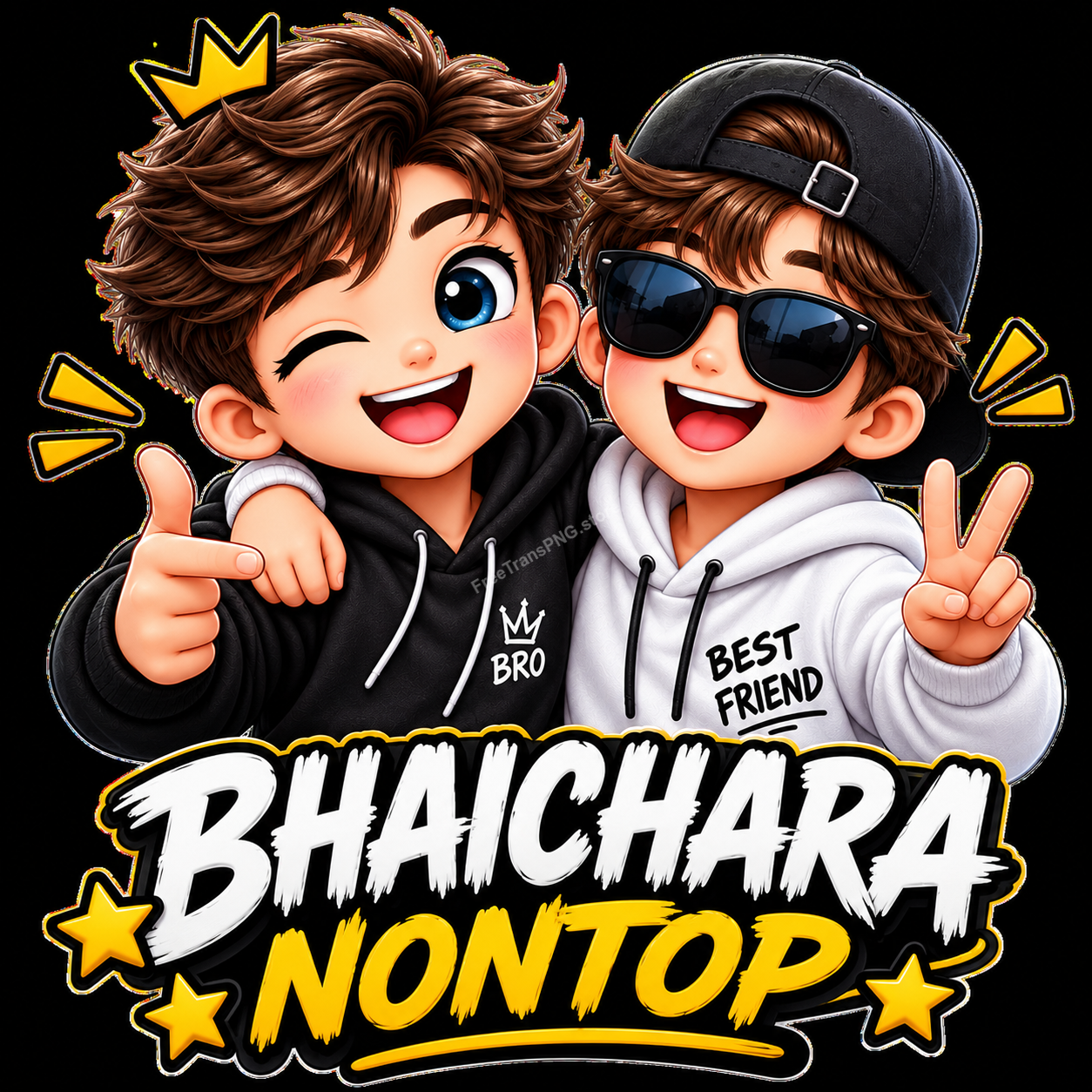 Cool Bhaichara Nontop Best Friends Boy Duo Vector Illustration Free PNG Download