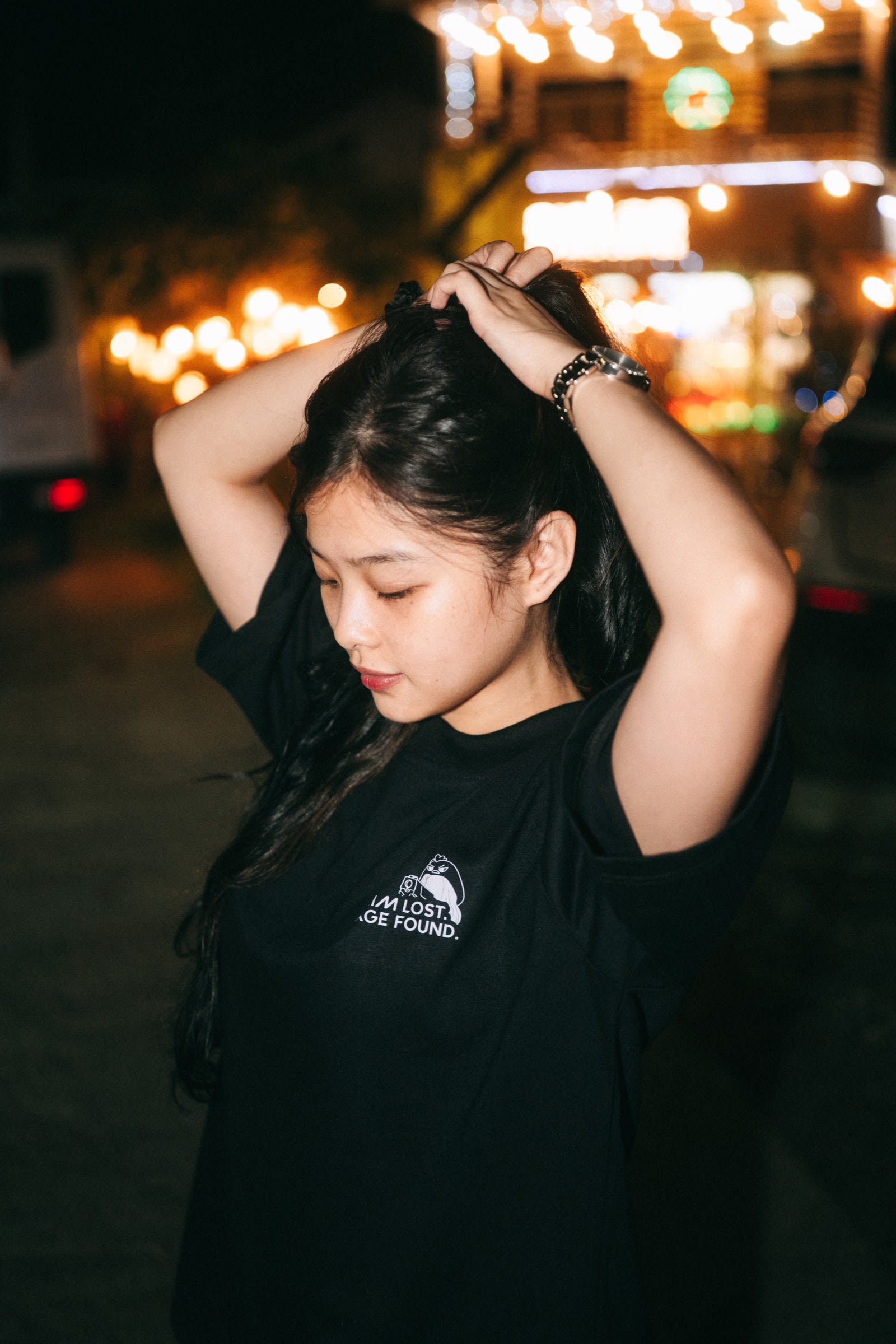 Model wearing AIM LOST. RAGE FOUND. Tee