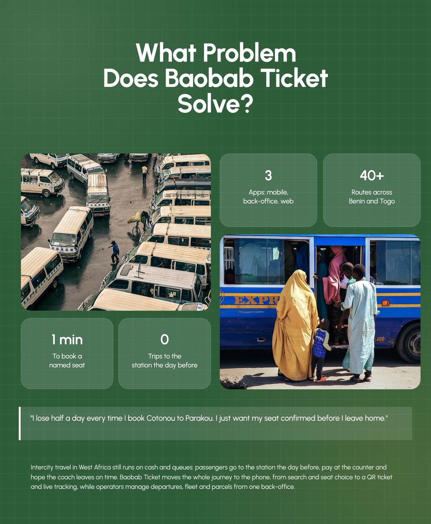 Baobab Ticket: mobile ticketing for intercity coaches, problem