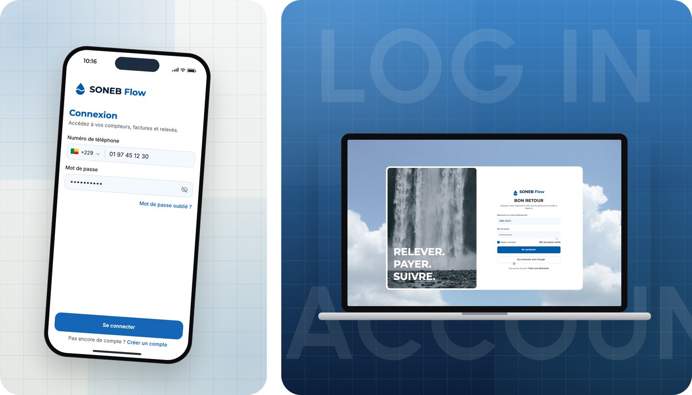 SONEB Flow: customer app for a water utility, login