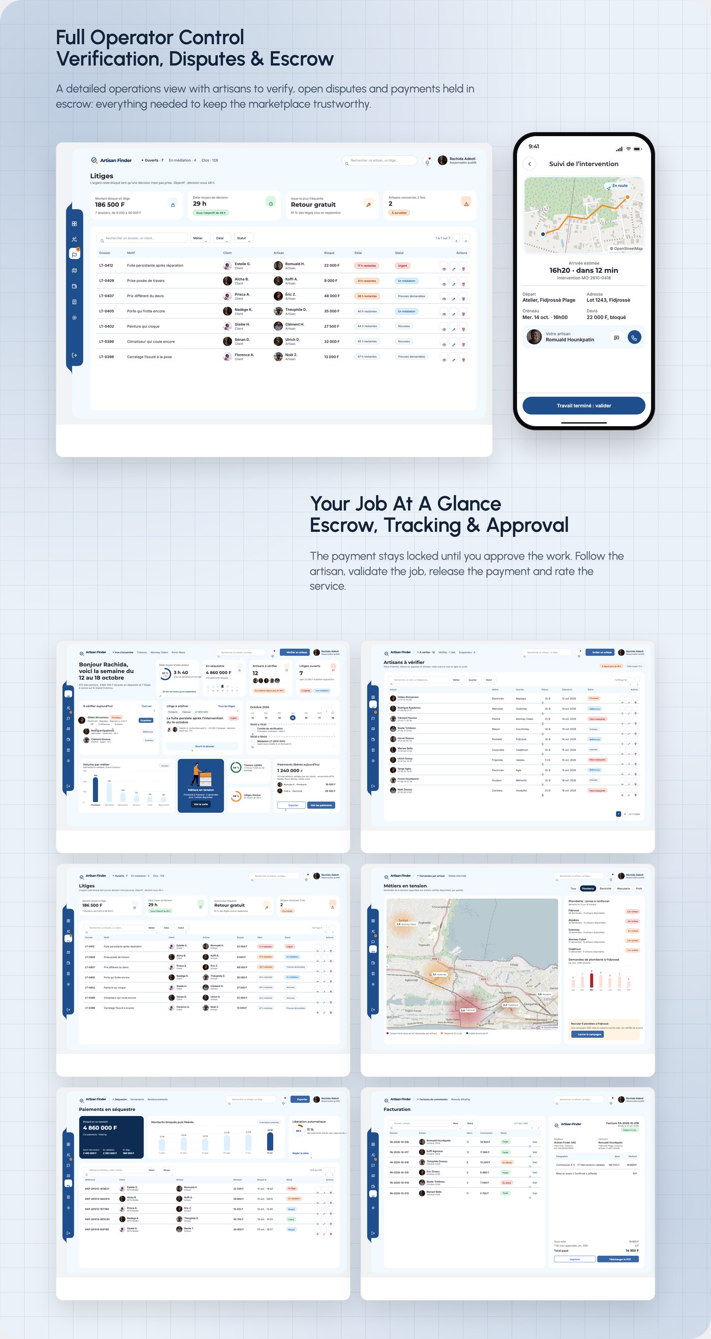 Artisan Finder: on-demand marketplace for verified artisans, control