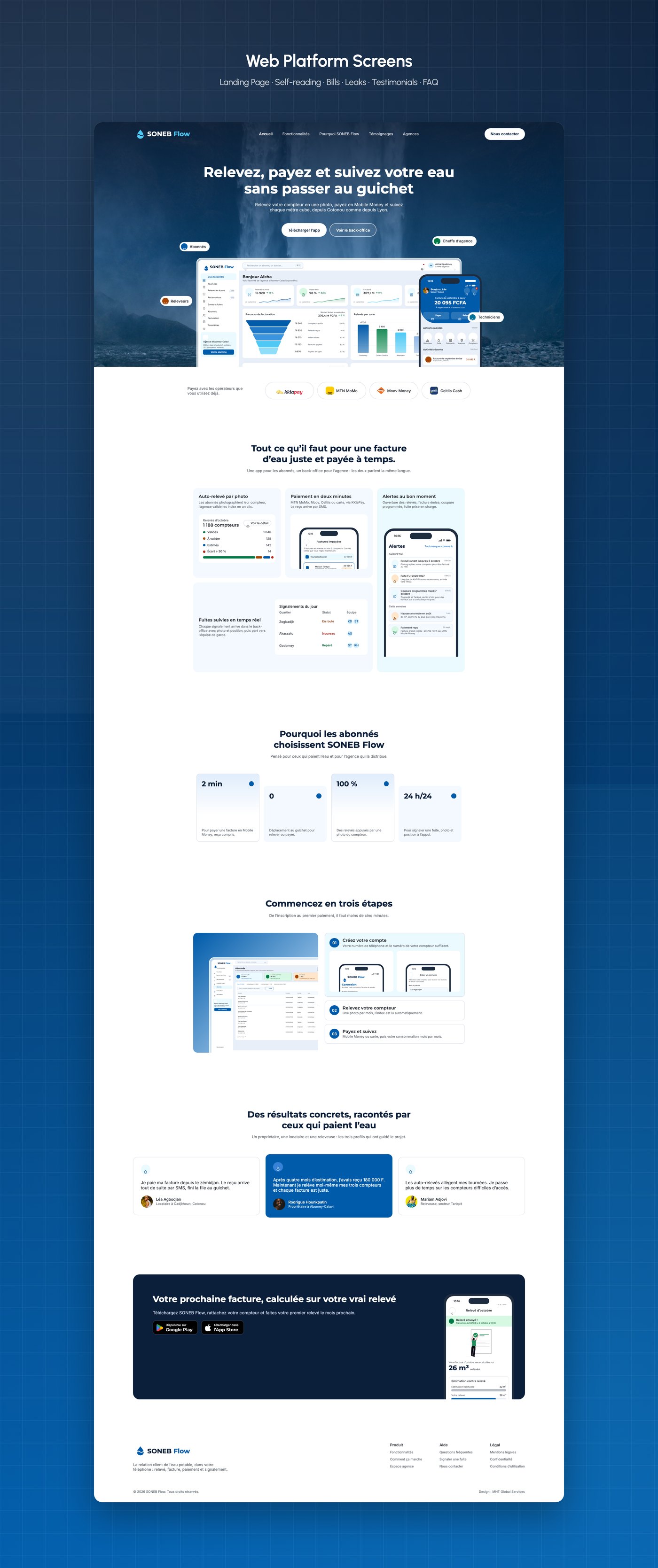 SONEB Flow: customer app for a water utility, web platform
