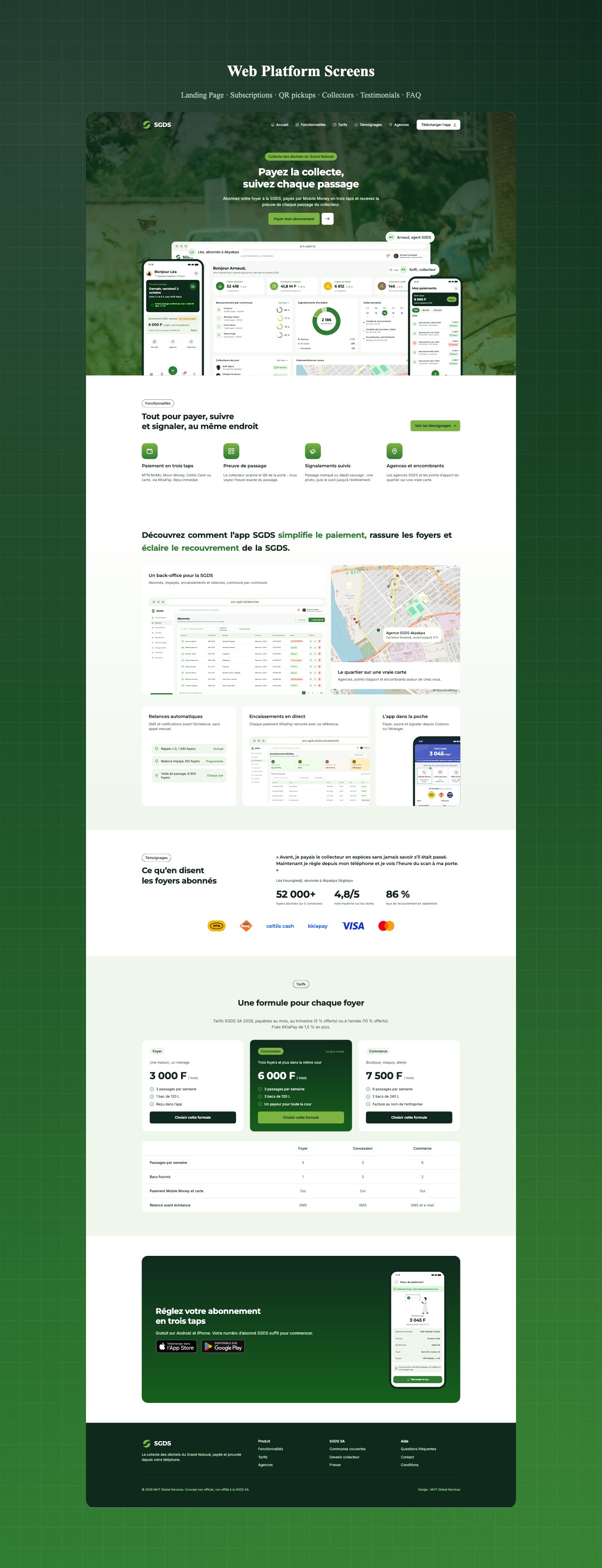 SGDS: household waste collection platform, web platform