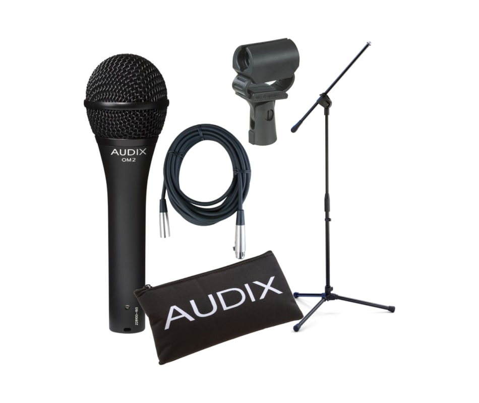 Audix Om2 Microphone Bundle W Clip Pouch Xlr Cable Boom Stand