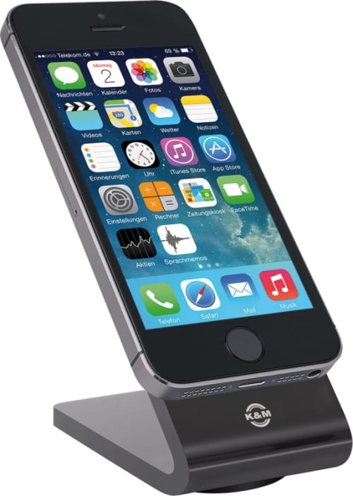 K&M 19850 Smartphone Desk Stand, Black | Firehouse Guitars