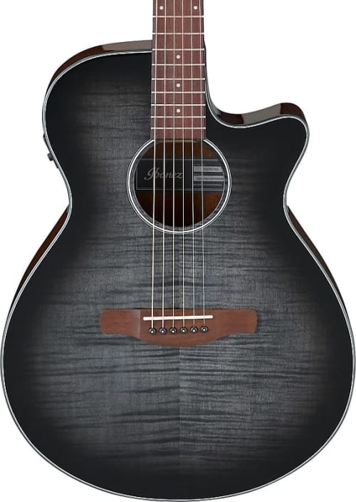 Ibanez AEG70 Grand Concert Acoustic Electric Guitar Flame Maple Top Charcoal Burst GearTree
