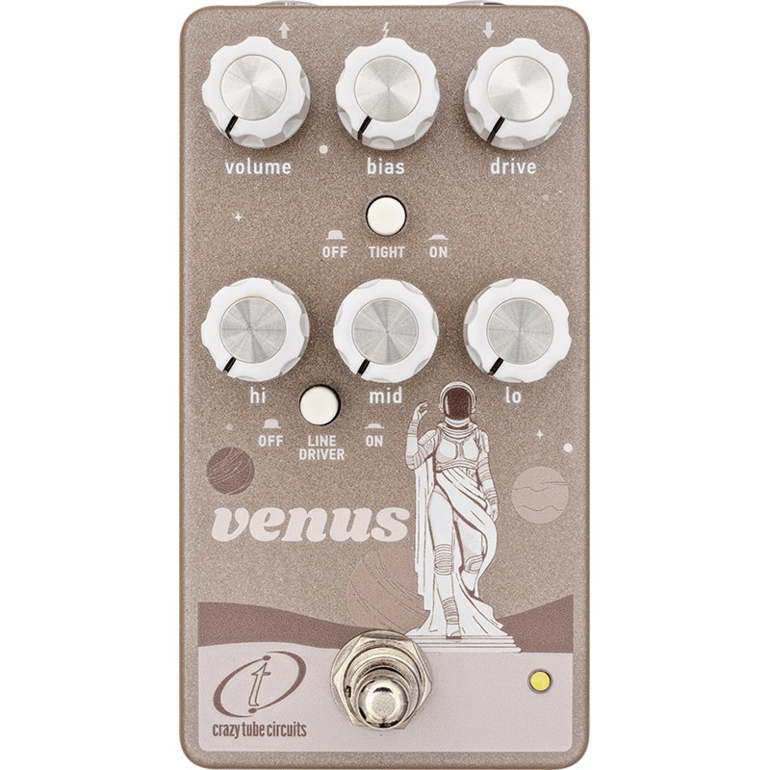 Crazy Tube Circuits Venus Overdrive Effects Pedal, Original Beige