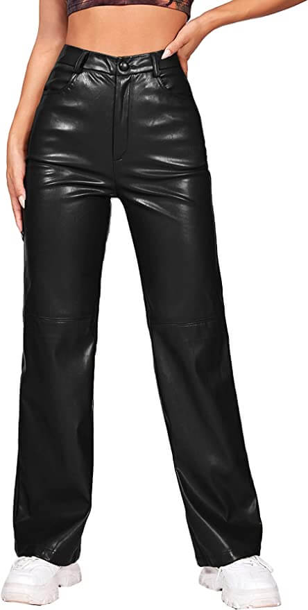 Leather Straight Leg Pants
