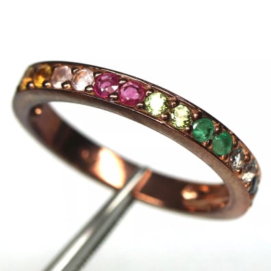 Bague am&eacute;thyste, topaze, p&eacute;ridot, saphir, citrine, rubis, quartz, argent 925, taille 7.5