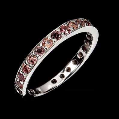 Bague Saphir orange, argent 925, taille 7