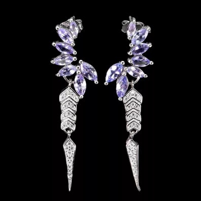 Boucles d'oreilles Tanzanite, Tanzanie, argent 925, taille 7