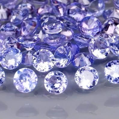 Tanzanite rond, 50 pi&egrave;ces, 2.5 mm, 3.25 ct